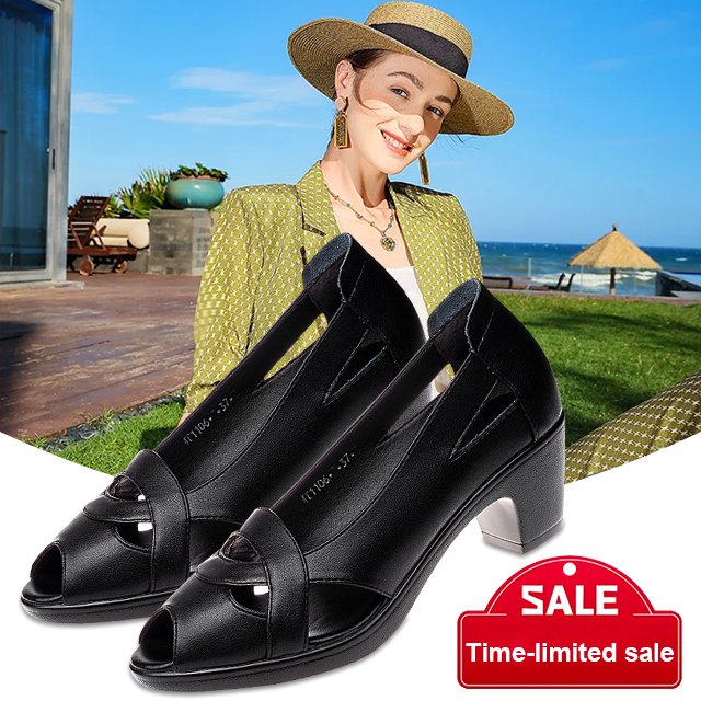 【35-40】👠2026 noi pantofi anti alunecare din piele cu toc mediu gros