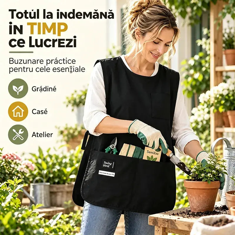 ✨ Şorţ Tip Vestă Impermeabil în Stil Japonez (5 Culori Disponibile) ☕ | 💅 Ideal pentru Saloane, Patiserii & Cafenele · Curele Reglabile · Rezistent la Pete