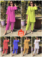 🌼🌼【40-100 kg】Costum de vară 2026, stil etnic, culoare solidă, temperament, pentru navetiști, la modă, nou