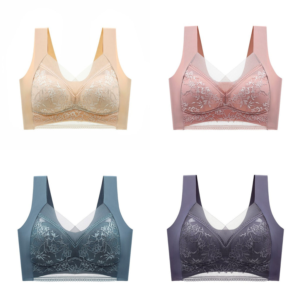 👙✨【Set 4 piese】Sutien damă confortabil, fără cusături, din dantelă elegantă