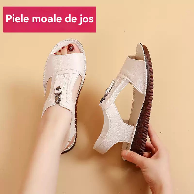 🔥🔥【Cumpărați 1, primiți 1 gratuit】【35-43】2026 Sandale noi, plate, din piele naturală, anti-alunecare, cu talpă moale