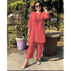 🌼🌼【40-100 kg】Costum de vară 2026, stil etnic, culoare solidă, temperament, pentru navetiști, la modă, nou