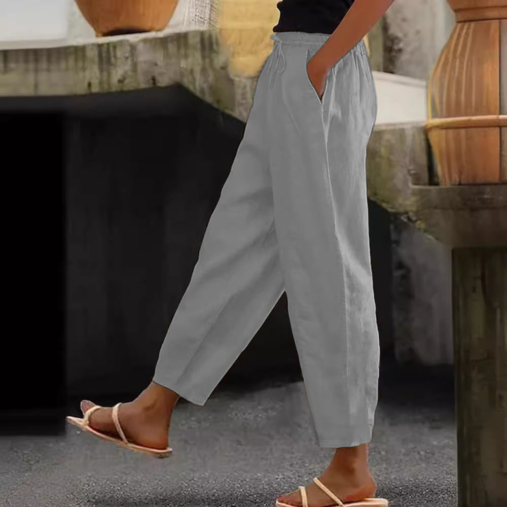 💕Reducere -48%💕【40-120kg】Pantaloni casual damă din bumbac și in ✅️Plată la livrare