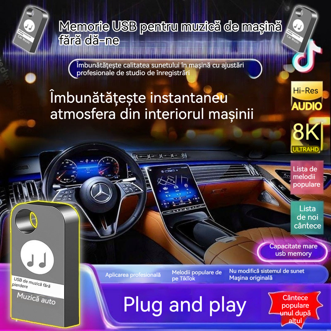 🚗🎵【Music U Disk】Vine cu 8000 de melodii, 600 MV-uri, efecte sonore 6D