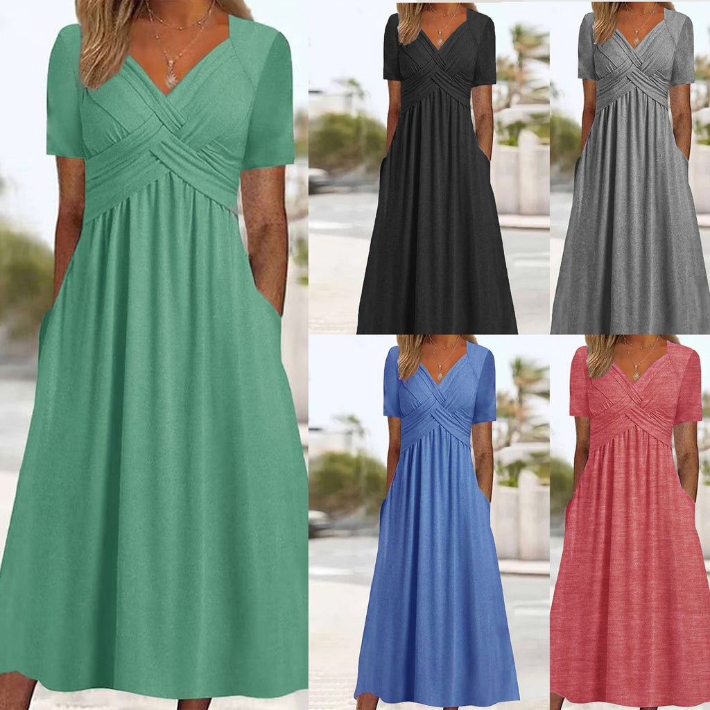 🔥【Reducere de 50% · Plată la livrare】👗【S-3XL】Rochii casual simple, modă, unicolor
