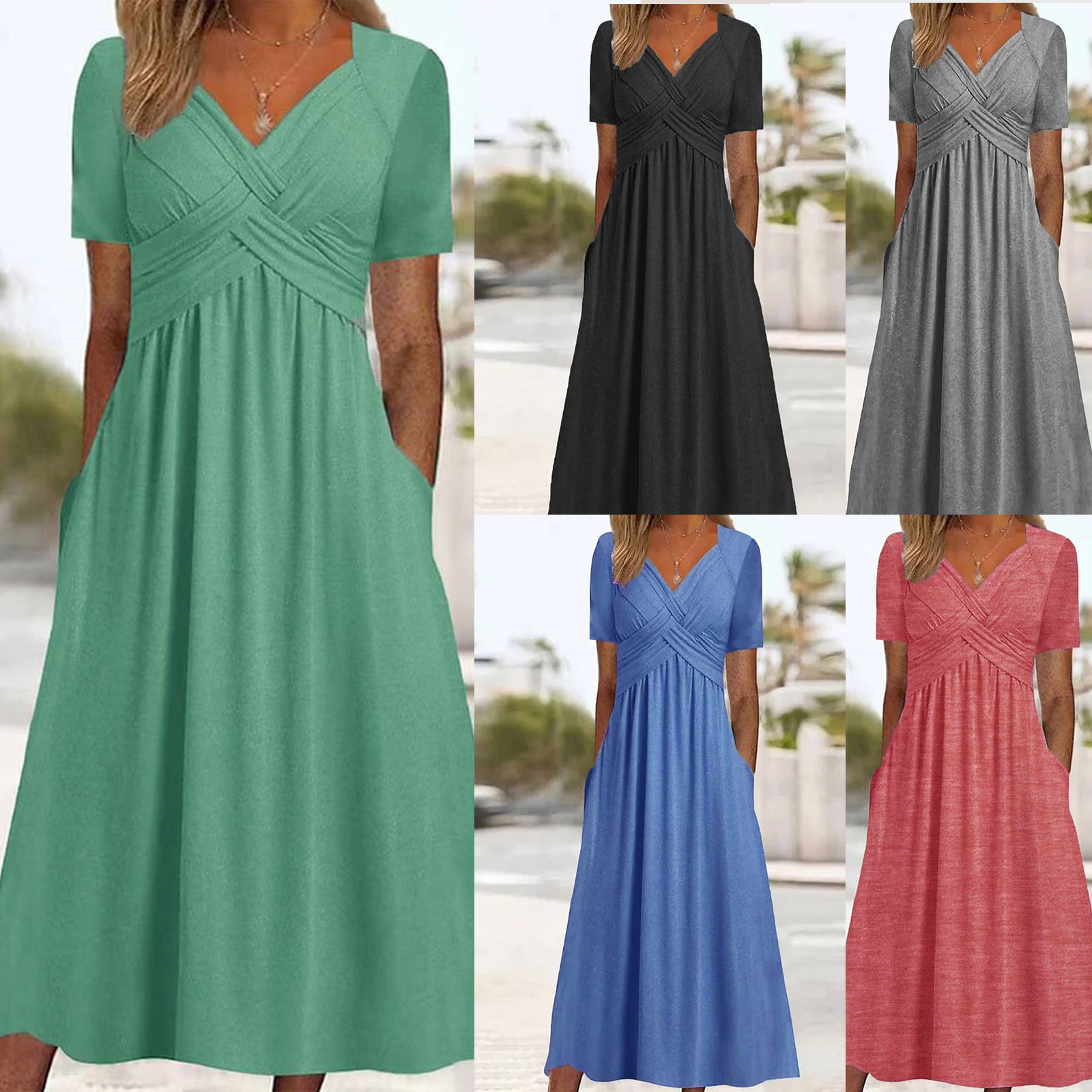🔥【Reducere de 50% · Plată la livrare】👗【S-3XL】Rochii casual simple, modă, unicolor