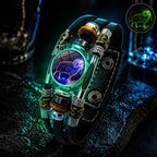 🌙 Brățară din piele cu semne zodiacale luminescente – împletitură în 3 straturi, lungime reglabilă, unisex 💫✨