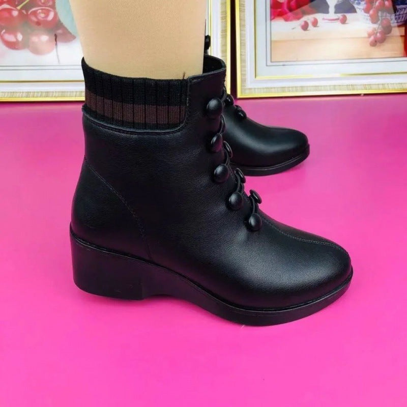 👢【35-41】2026 Toamnă și Iarnă Cizme populare din piele moale cu toc înclinat pentru femei