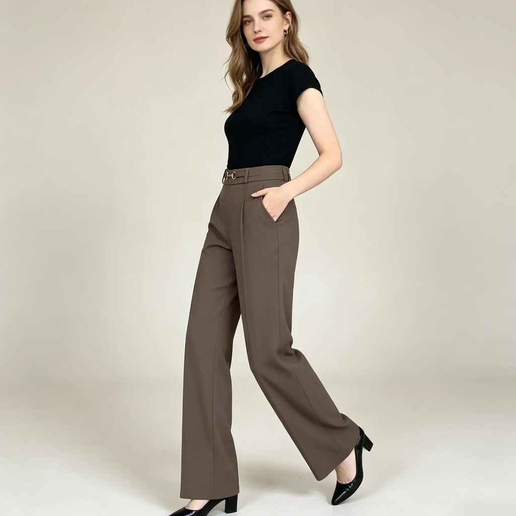💟【49% OFF】【M-4XL】🔥🔥Pantaloni drepți noi de înaltă calitate, pantaloni casual de îmbrăcăminte exterioară de vară, pantaloni simpli subțiri cu talie înaltă