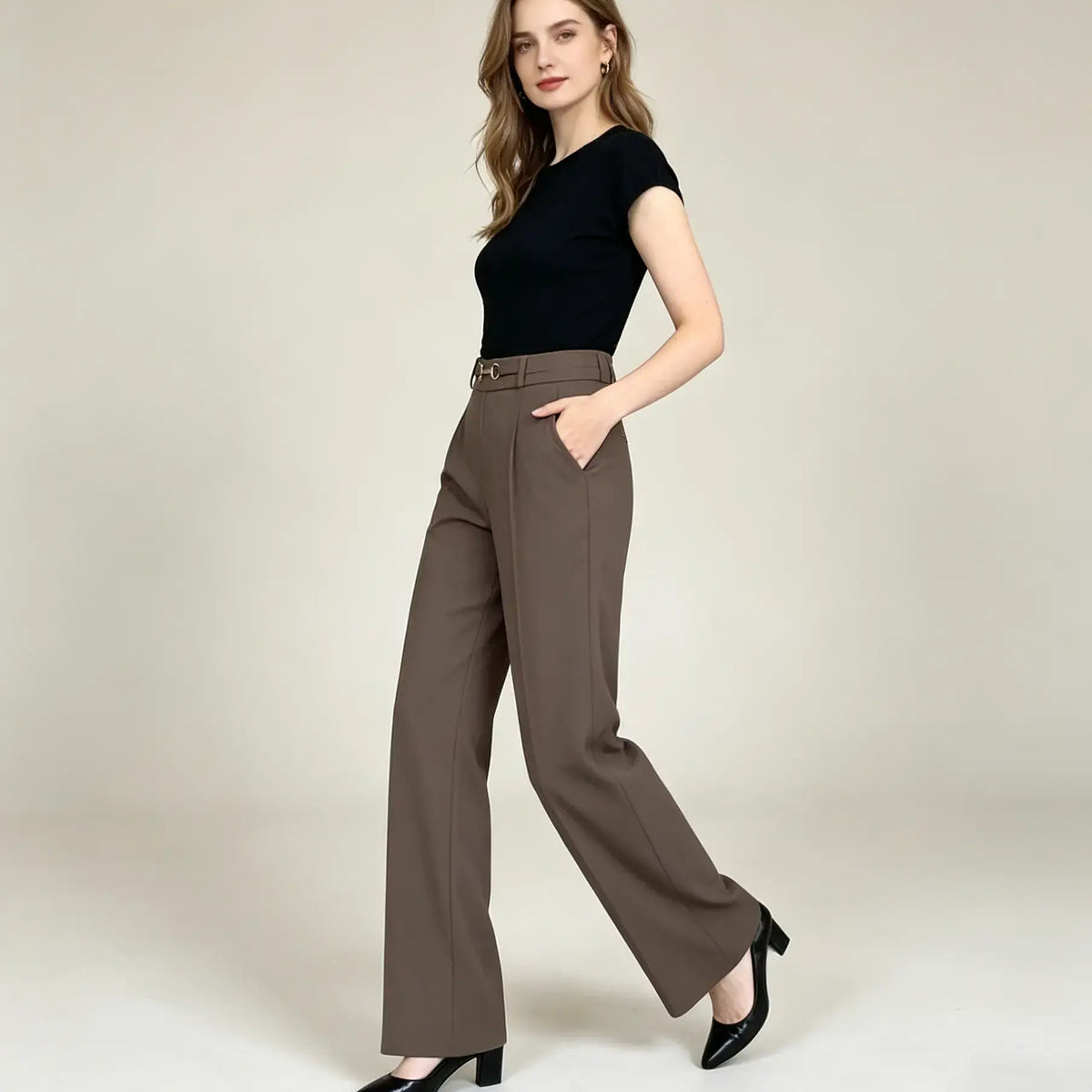 💟【49% OFF】【M-4XL】🔥🔥Pantaloni drepți noi de înaltă calitate, pantaloni casual de îmbrăcăminte exterioară de vară, pantaloni simpli subțiri cu talie înaltă
