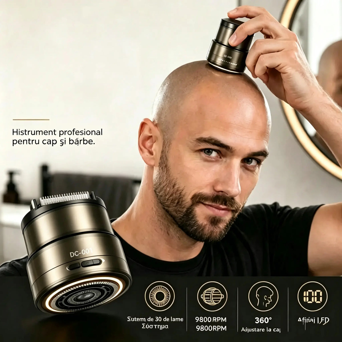 📢📢 50% REDUCERE! ⏰ Aparat de ras electric inteligent 2 în 1 pentru capete chele și aparat de tuns barba cu ecran digital