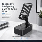 🔥 3 în 1: Boxă Bluetooth + încărcător + suport telefon mobil cu rotire la 360° 📱🔊⚡
