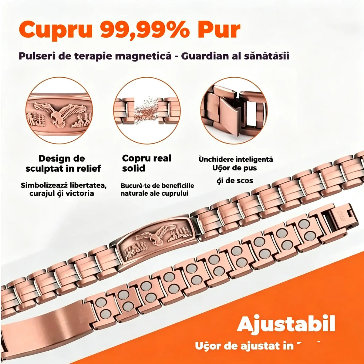 🔥【Brățară + Colier】Brățară magnetică pentru bărbați cu motiv de vultur