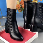 🔥【35-42】Botine de damă din piele caldă cu nasturi laterali