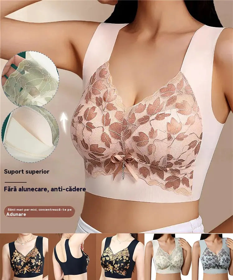 【3/6 buc】Sutien M-4XL de mărime mare cu dantelă, fără inel de oțel, spate frumos luxos, sutien sexy respirabil fără sudură【40~100kg】