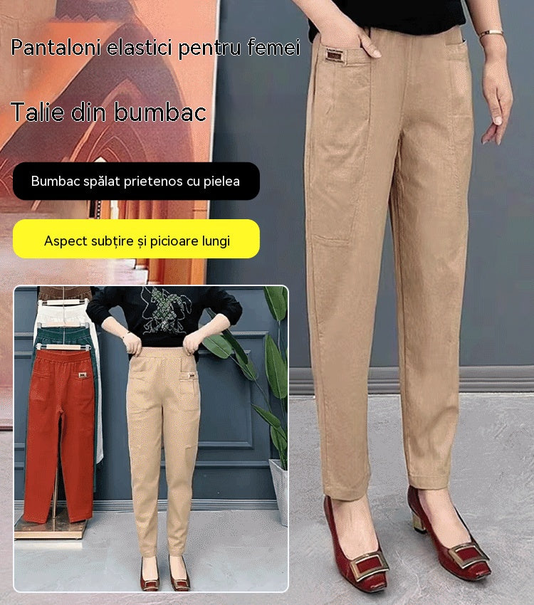 🔥【30%OFF！Livrare gratuită】🔥【M-6XL】🍃Pantaloni casual elastici respirabili cu talie înaltă pentru femei de vară