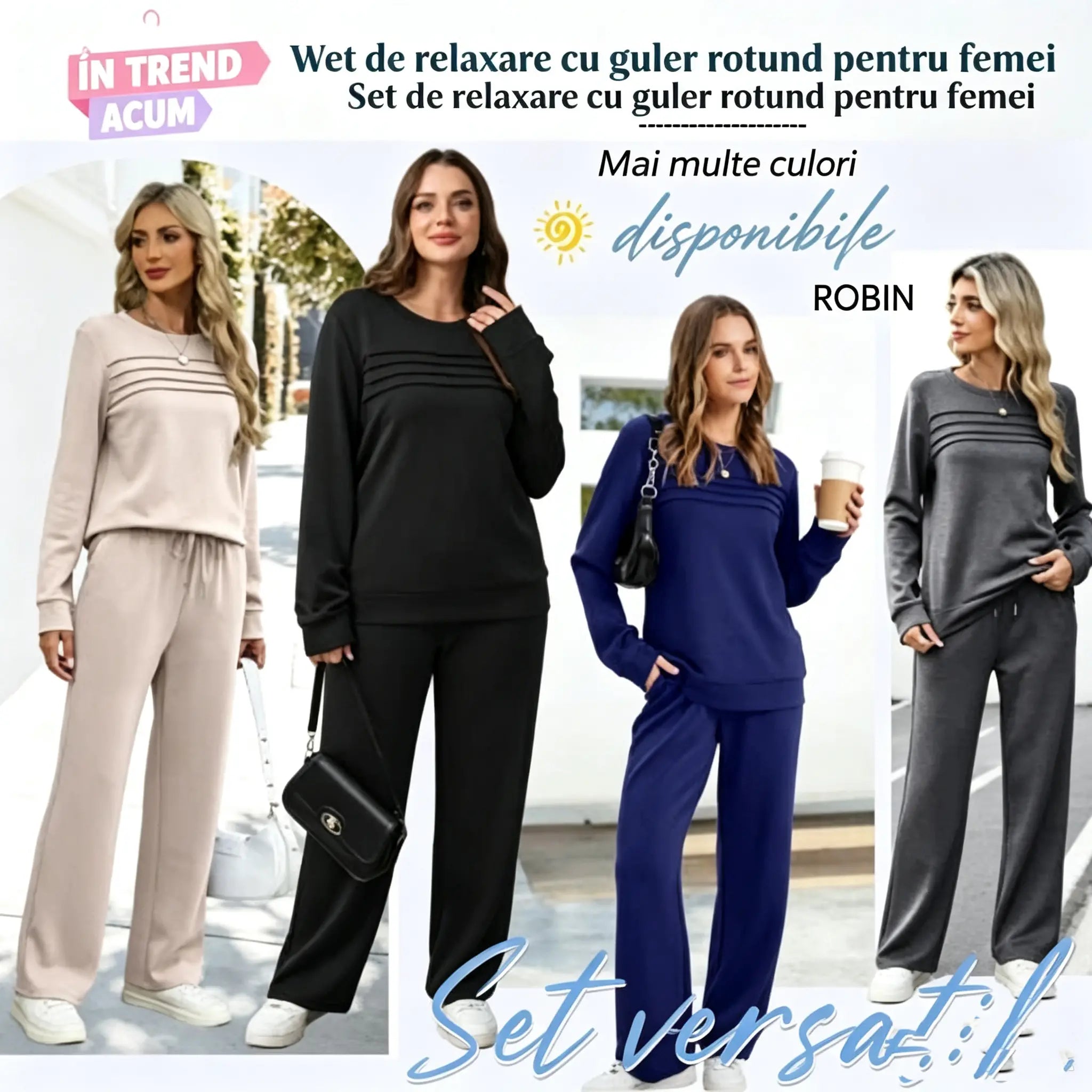 🔥Ultima zi - reducere 50% 💖【S-5XL】Set sport casual la modă pentru femei, tricou cu mânecă lungă din bumbac de înaltă calitate + pantaloni - E ✅️Ramburs la livrare