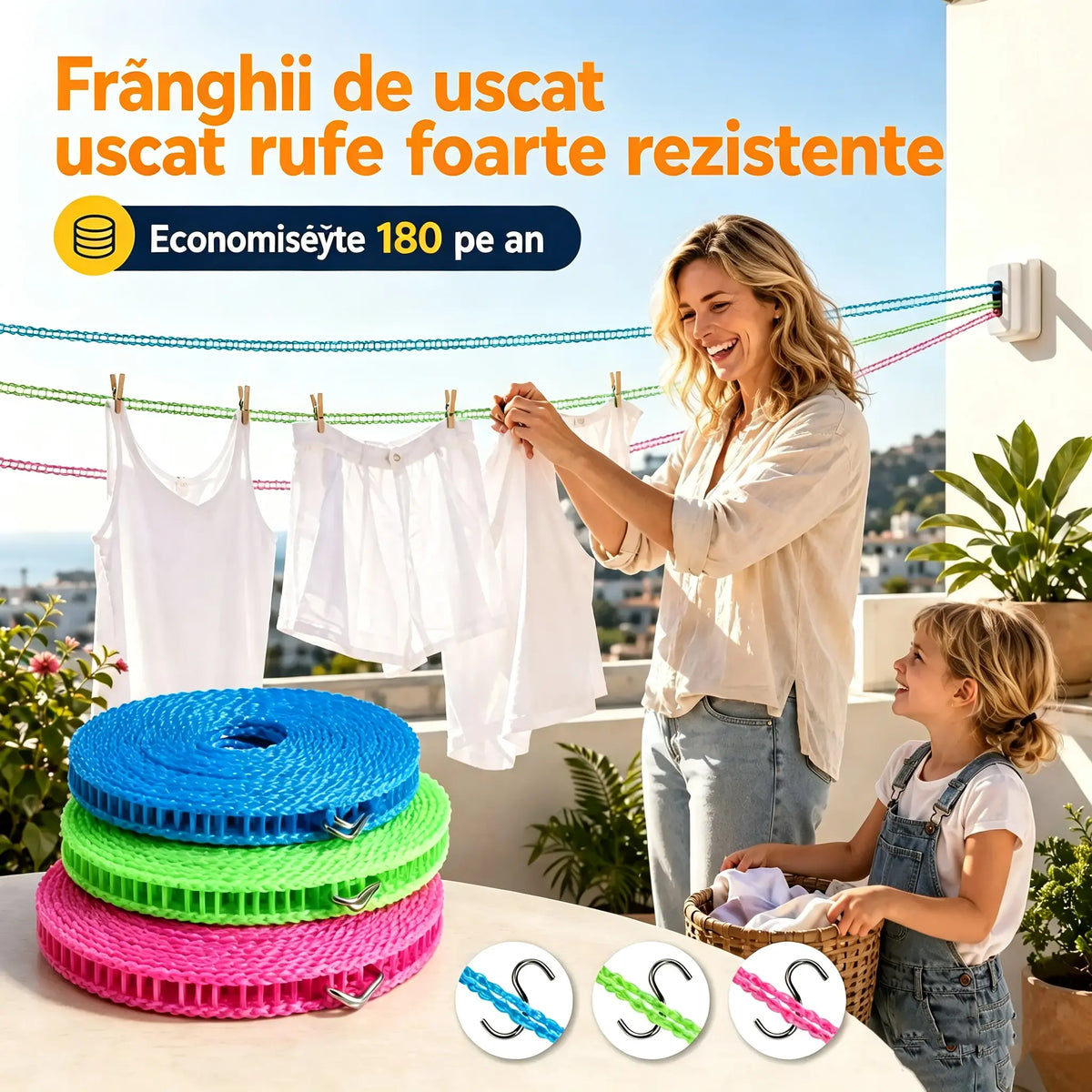 💥【3 bucăți】🔗 Uscător de rufe antiderapant și rezistent la vânt 👕 Evită haosul provocat de vânt la uscarea rufelor 🌬️