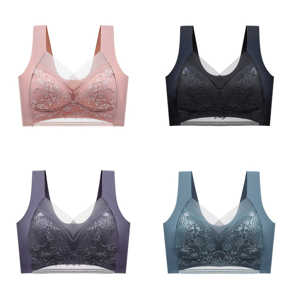 👙✨【Set 4 piese】Sutien damă confortabil, fără cusături, din dantelă elegantă