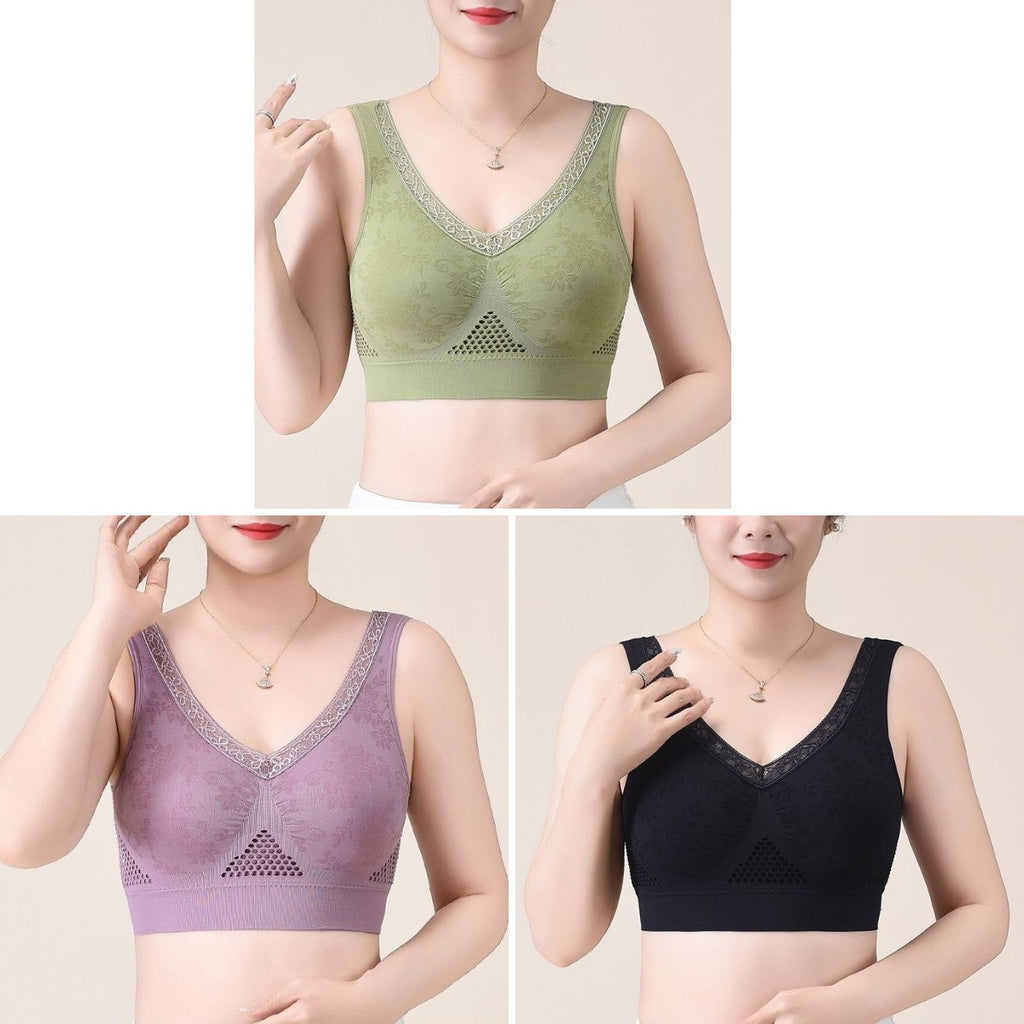 😍【Pachet de 3】Sutien respirabil și confortabil dintr-o singură piesă pentru vârste mijlocii și vârstnici❤️【40-90KG】