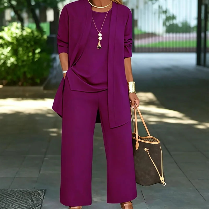 Compleu Premium din 3 Piese de Vară: Cardigan Fluid, Top Lejer și Pantaloni Dresaj Anti-Șifonare, Mărimi S-5XL