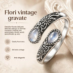 Ultima zi! Reducere de 50% la inelul cu floare din piatră lunară, în stil vintage. Mărime ajustabilă. Eleganță atemporală.