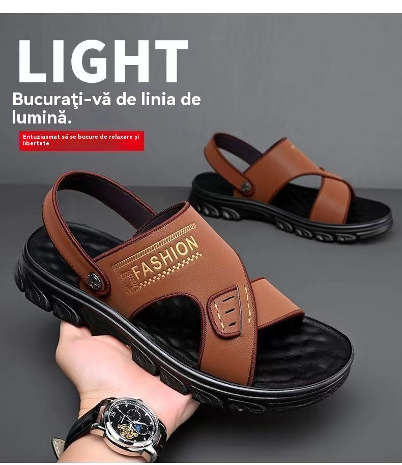 🔥Mega lichidare – 1+1 gratis, profitați înainte de epuizare🔥【38-47】Sandale de plajă din piele cu talpă groasă pentru bărbați