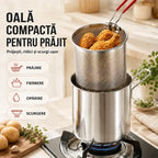 Mini friteuză din inox cu coș pentru prăjit – Compactă, economisește ulei & fără stropi! 🍟🍗