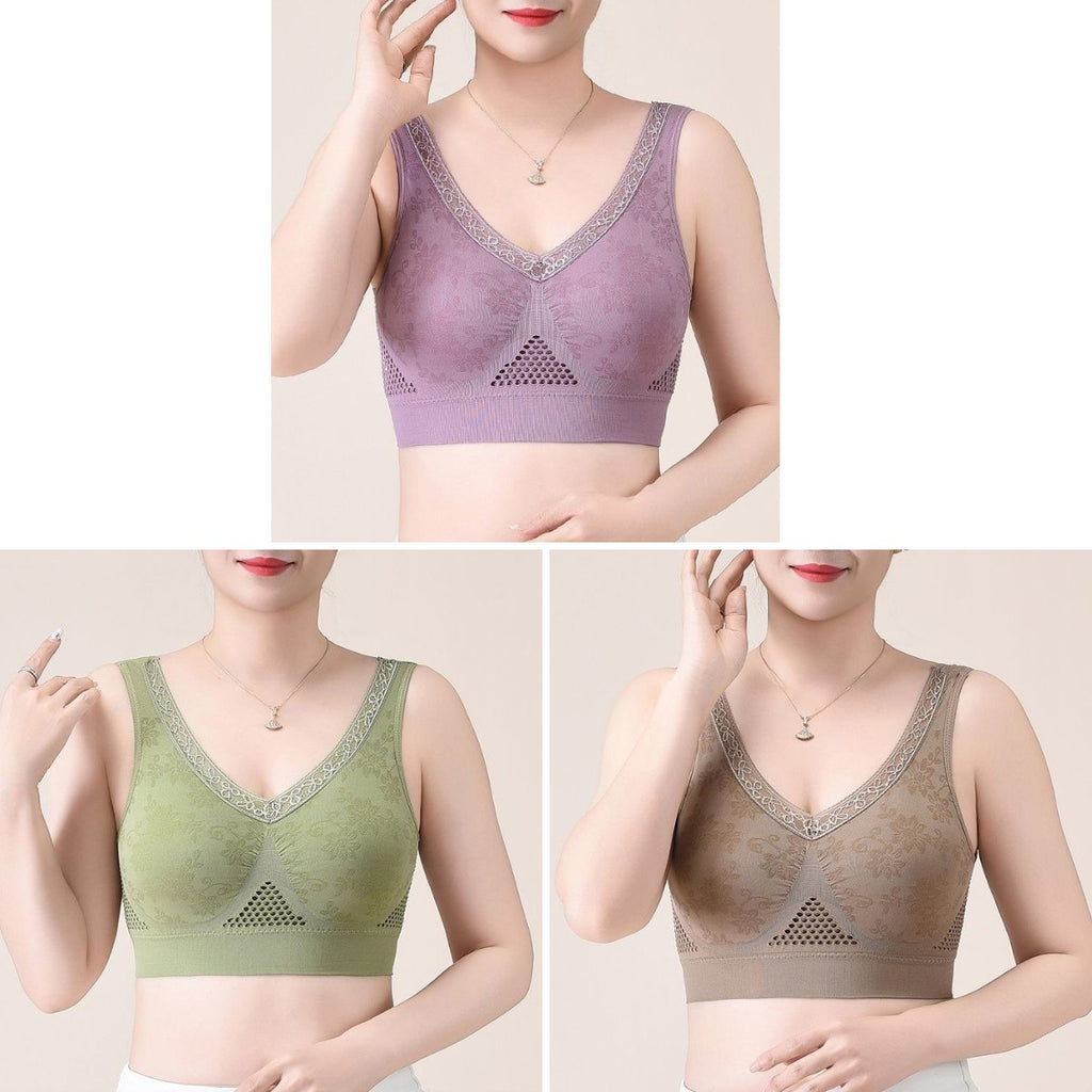 😍【Pachet de 3】Sutien respirabil și confortabil dintr-o singură piesă pentru vârste mijlocii și vârstnici❤️【40-90KG】