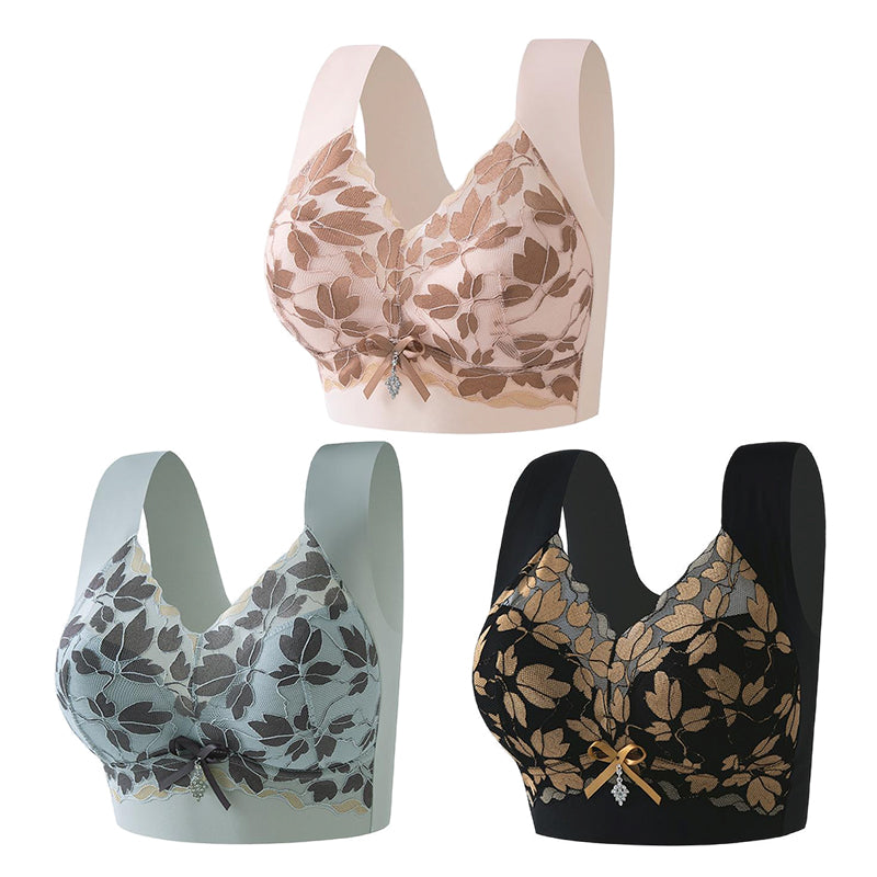 【3/6 buc】Sutien M-4XL de mărime mare cu dantelă, fără inel de oțel, spate frumos luxos, sutien sexy respirabil fără sudură【40~100kg】