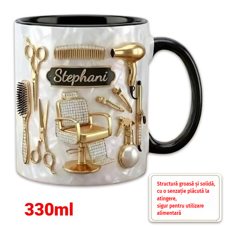 ☕【Design plin de personalitate】✂️ Cană de cafea din ceramică, stil luxos și unic