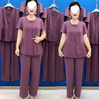【Top + Pantaloni】🔥🔥Costum sport din două piese, temperament slim, mărime mare, 2026, costum de vară pentru mame, la modă