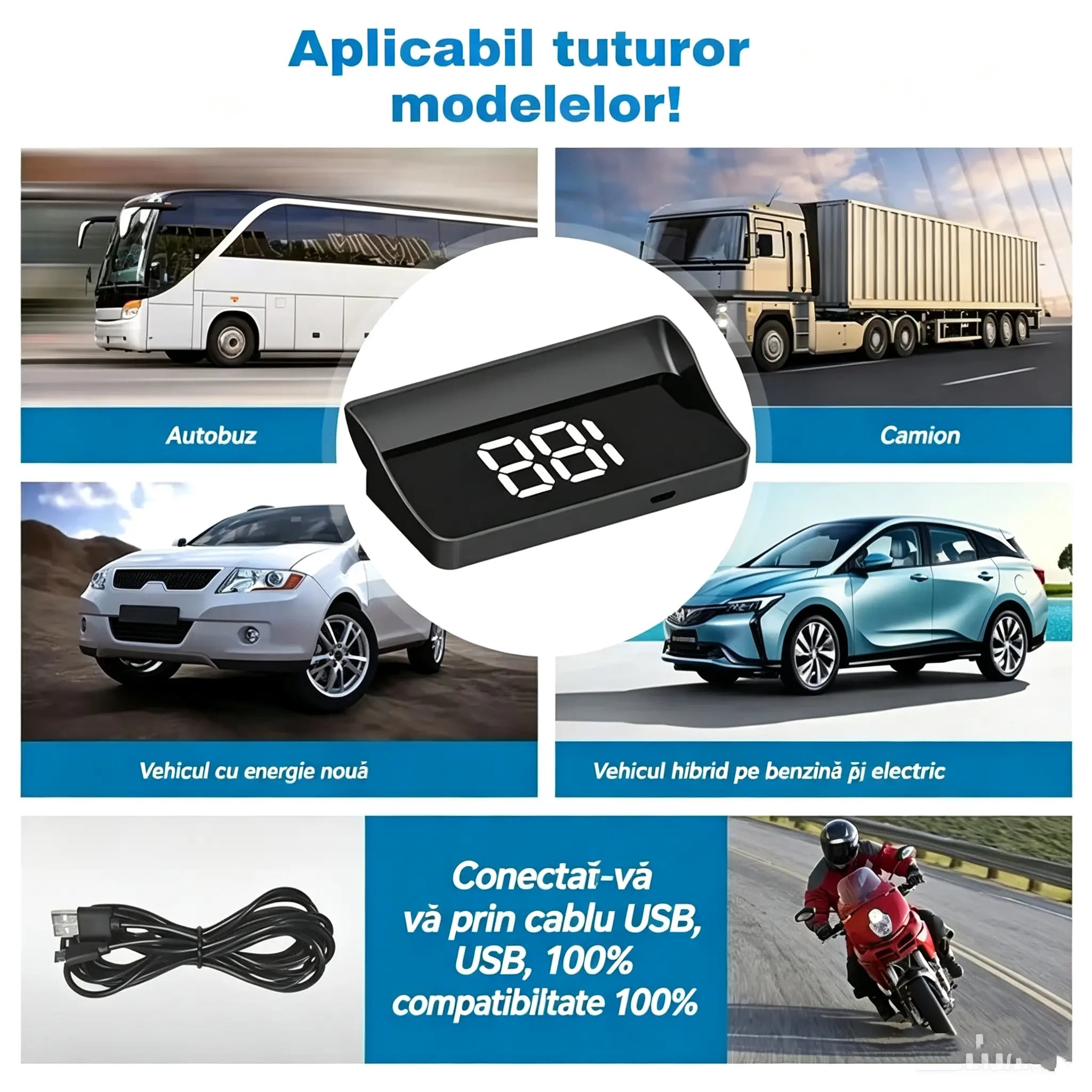 🚗 Ecran HUD pentru mașină｜Proiecție GPS HD｜Viteză în timp real și condus mai sigur