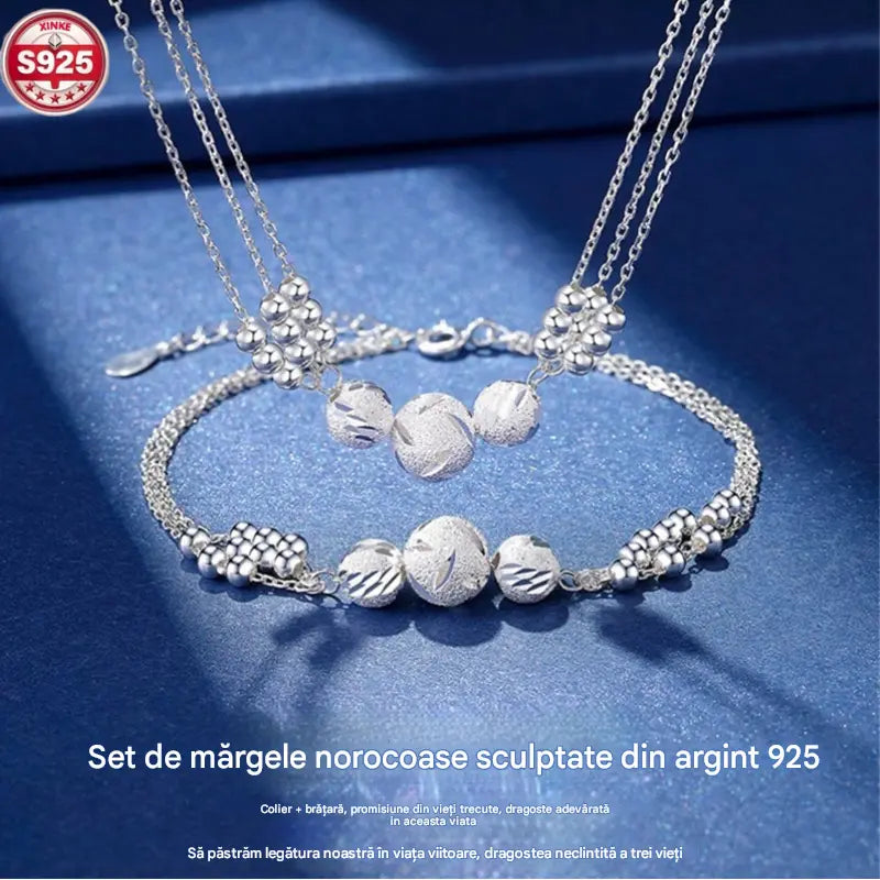 🔥Vânzare fierbinte🔥【Colier + Brățară】✨Set de bijuterii colier cu transfer de argint gravat