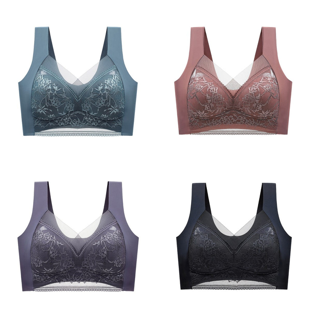 👙✨【Set 4 piese】Sutien damă confortabil, fără cusături, din dantelă elegantă