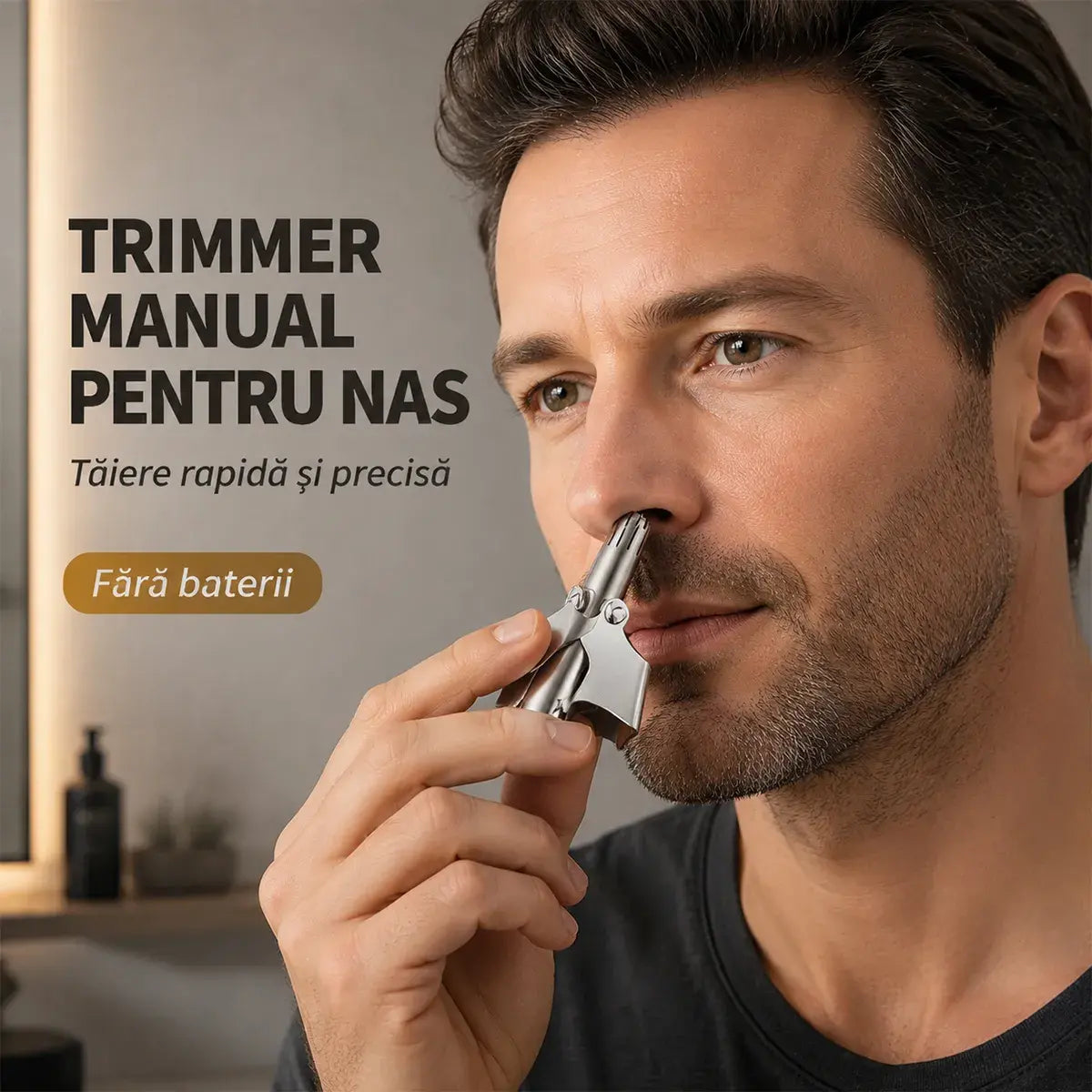 Aparat Manual pentru Tuns Părul din Nas (Inox Premium) – Cap Rotativ 360° la 24 de Lame, Fără Calup/Ciupire, Lavabil & Compact (Unisex) ✂️✨🚿
