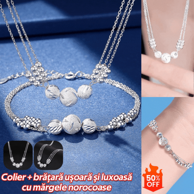 🔥Vânzare fierbinte🔥【Colier + Brățară】✨Set de bijuterii colier cu transfer de argint gravat