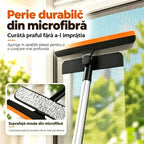 ✨Perie de curățat geamuri 3 în 1 cu mâner telescopic – curăță geamuri, rame și plase de țânțari, cu perie și silicon 🧽