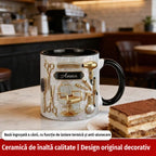☕【Design plin de personalitate】✂️ Cană de cafea din ceramică, stil luxos și unic