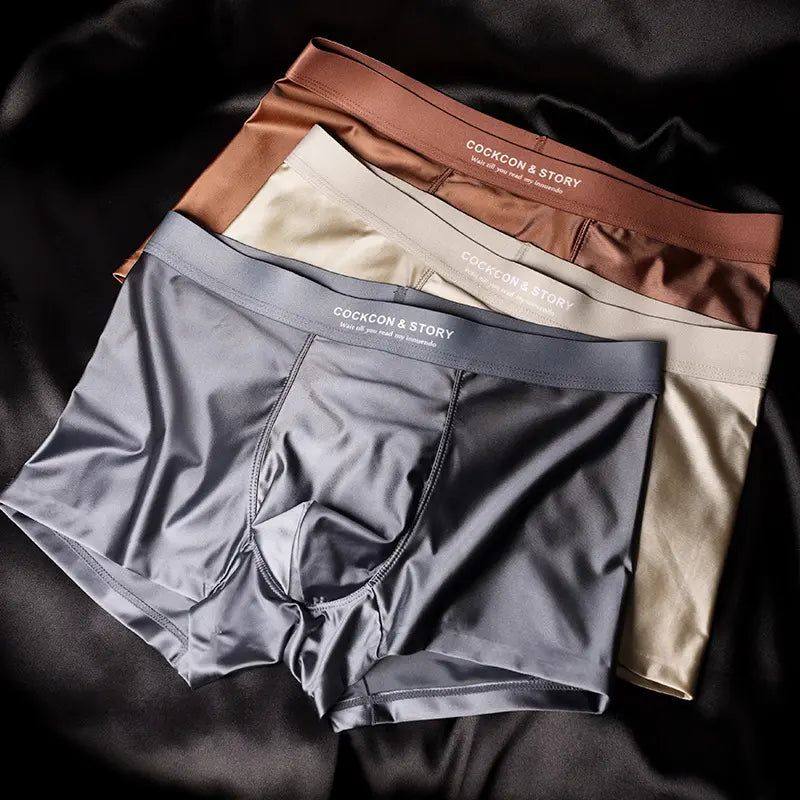 【S-3XL】Pachet de 6 bucăți【50% reducere】Boxeri antibacterieni pentru bărbați 10A, cu croială specială, respirabili, netede, fără cusături, din mătase de gheață, lenjerie intimă de lux din satin