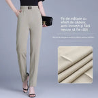 【XL-6XL】👖Pantaloni de vară din mătase glacială, cu talie înaltă și croială dreaptă