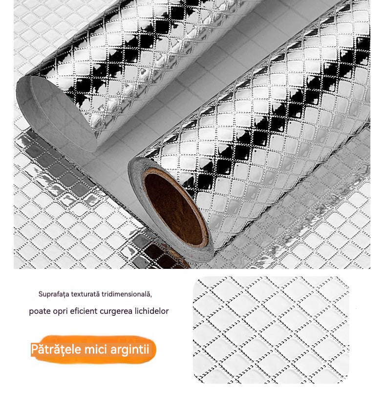 【40cm*5m】🛡️ Folie Autoadezivă din Aluminiu Detașabilă – Anti-grăsime, Rezistentă la Căldură și Ușor de Curățat