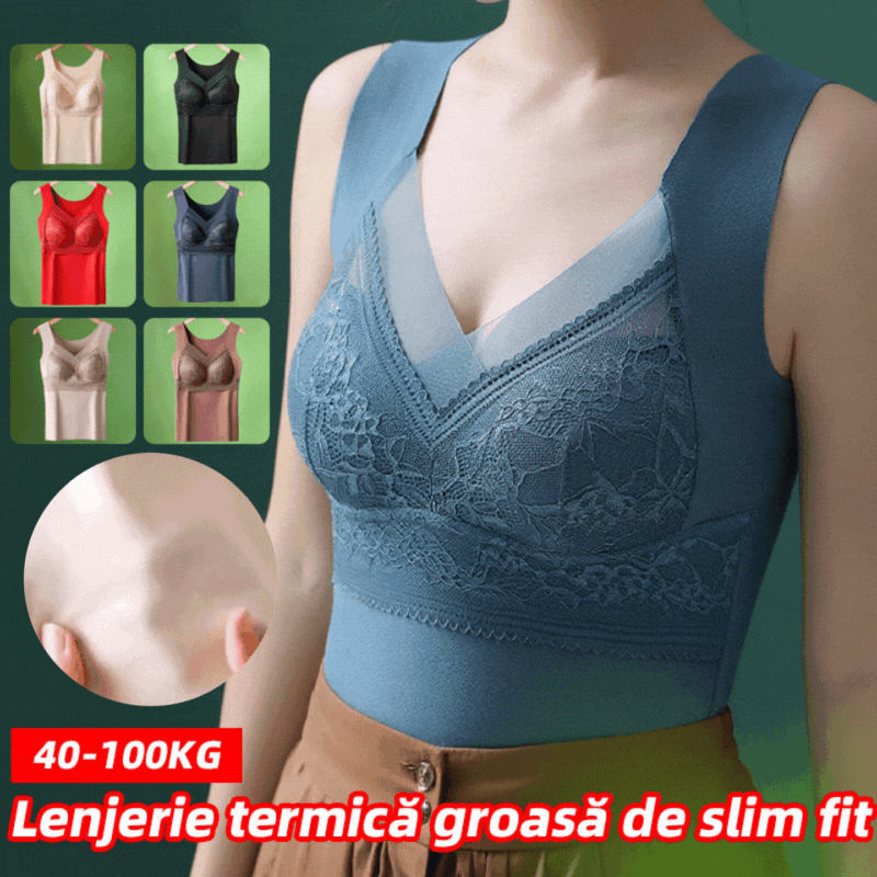 🔥【2 bucăț】❤️【40-100kg】Lenjerie intimă din dantelă de catifea de gâscă pentru toamnă și iarnă, spate frumos, accesorii pentru strângerea sânilor, prevenirea lăsarii sânilor✅【Recomandarea medicului】
