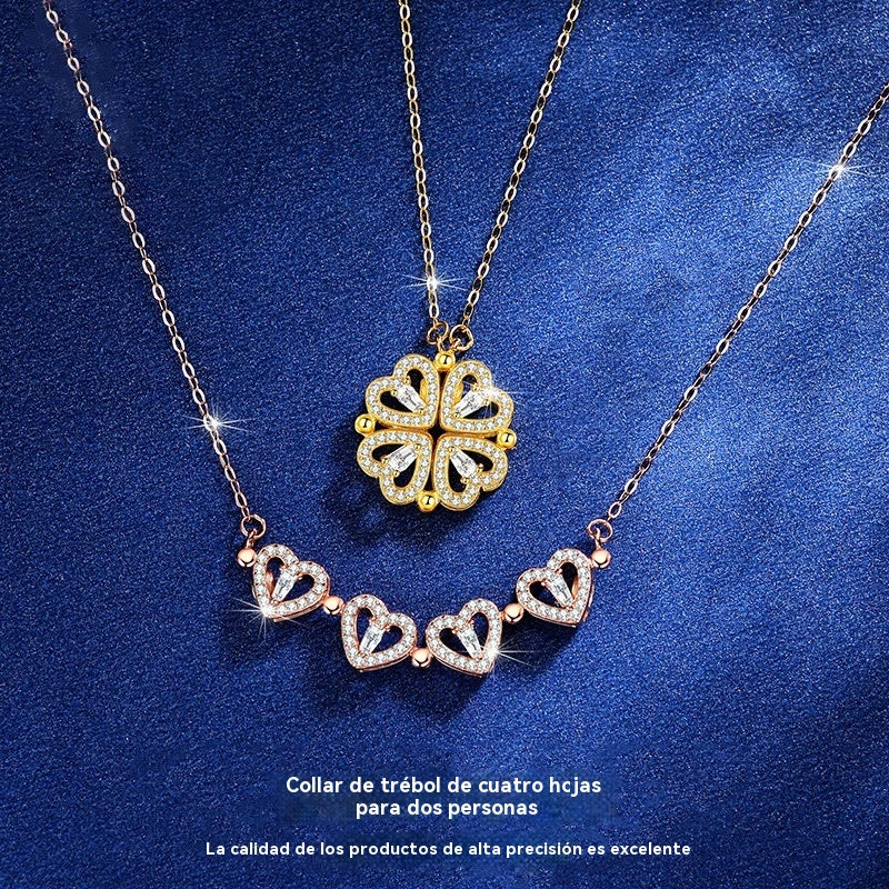 【Cumperi 1 și primești 1 gratuit】Colier magnetic cu trifoi cu patru foi. Poartă-l și norocul te va însoți mereu!