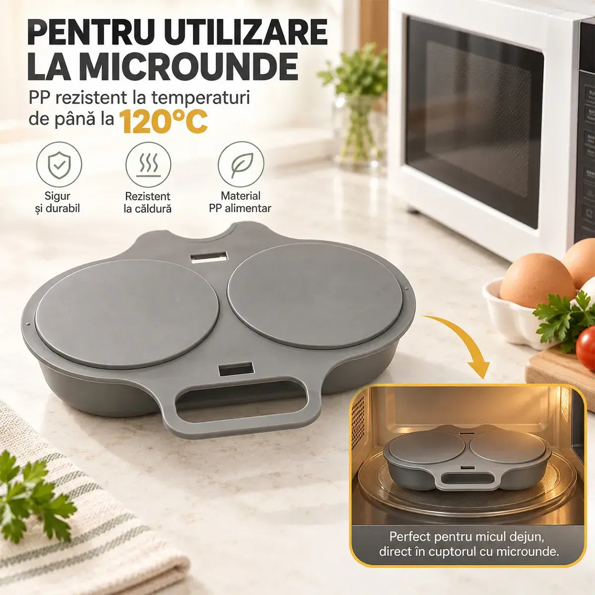🍳🍳 Formă pentru ouă la abur/prăjite, de calitate alimentară, pentru cuptorul cu microunde [Cumpără una și primești una gratis – primești 2 bucăți] | Un mic dejun sănătos și fără ulei, gata în câteva minute 🥪