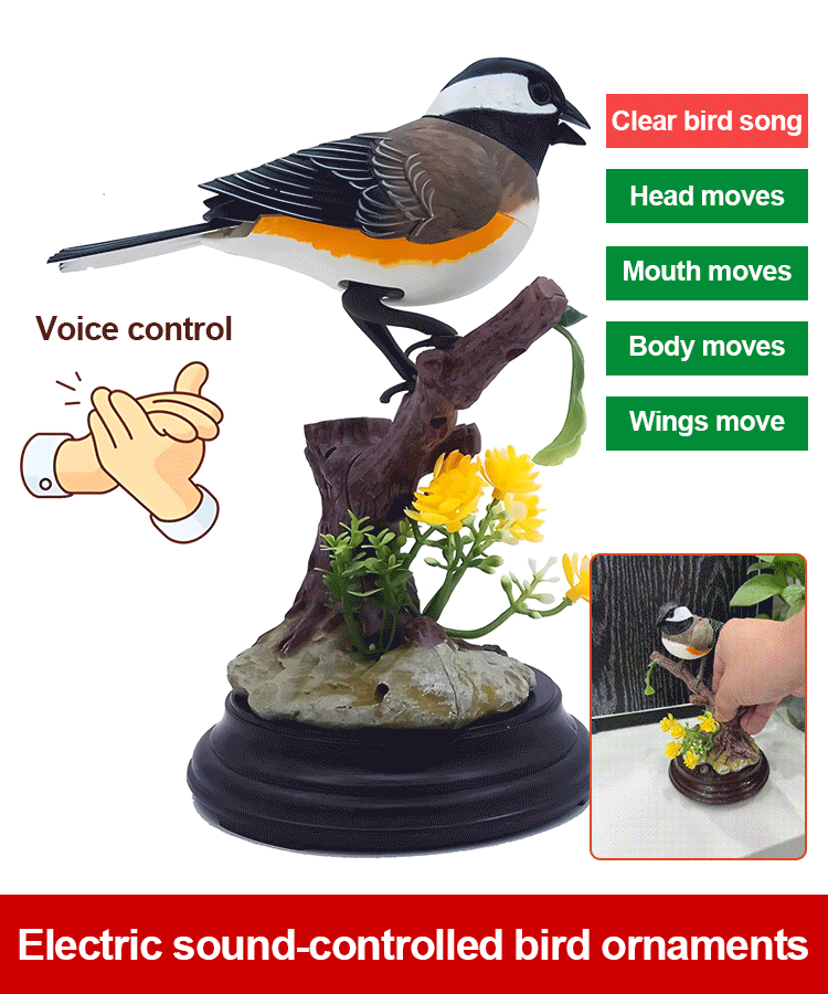 🦜🐦Simulare controlată vocal, ornamente creative drăguțe cu păsări controlate vocal, ornamente decorative pentru biroul camerei