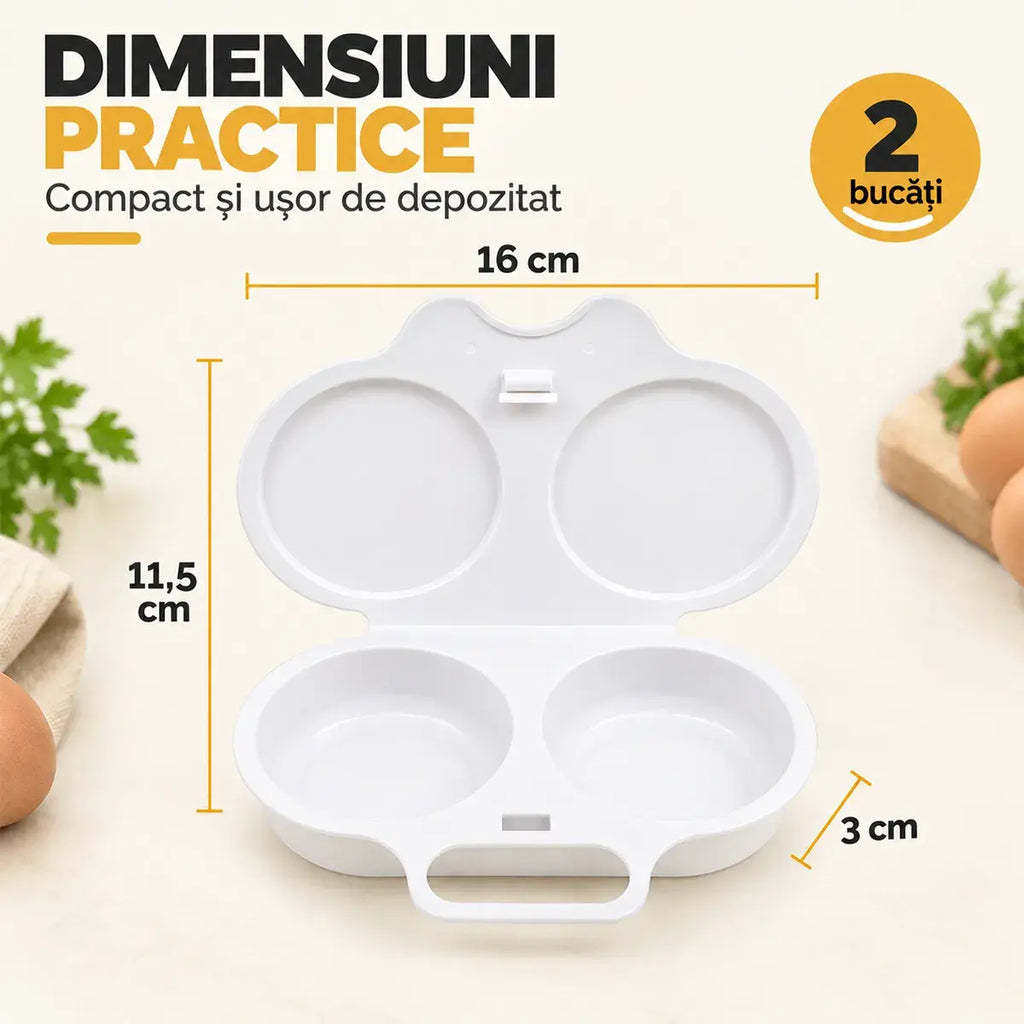 🍳🍳 Formă pentru ouă la abur/prăjite, de calitate alimentară, pentru cuptorul cu microunde [Cumpără una și primești una gratis – primești 2 bucăți] | Un mic dejun sănătos și fără ulei, gata în câteva minute 🥪