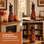 Figurină Vrăjitoare de Toamnă din Frunze Magic, Decorațiune de Halloween și Sezon pentru Șemineu, Raft sau Masă, Cadou Creativ