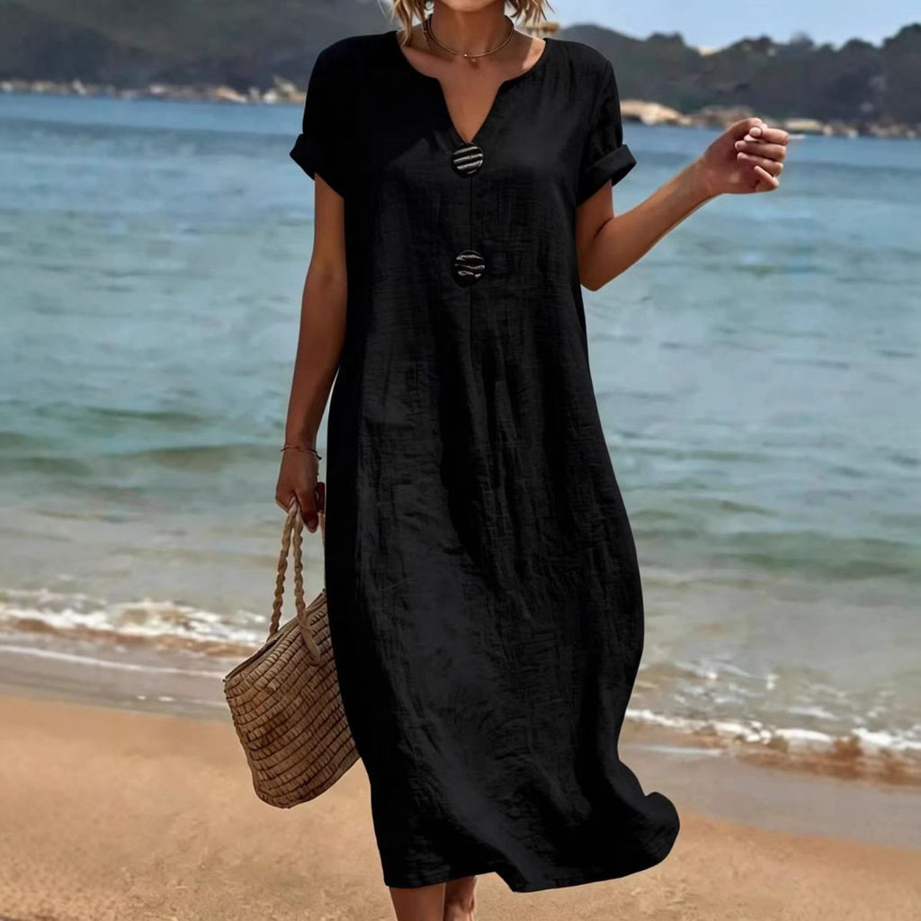 ✨【S-3XL】Rochie elegantă din in și bumbac – Confort și prospețime