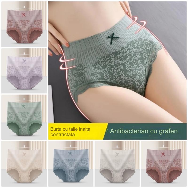 ✔【Cumpărați 4, primiți 4 gratuit】🔥【8 buc】🔥Slip de damă cu talie înaltă, antibacteriană, absorbantă de umiditate